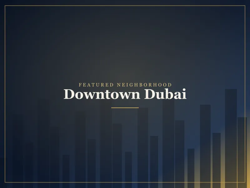 Downtown Dubai apartment buildings beside Burj Khalifa at golden hour